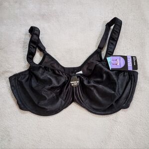NWT Bali Black Satin Tracings Minimizer Bra 42 C